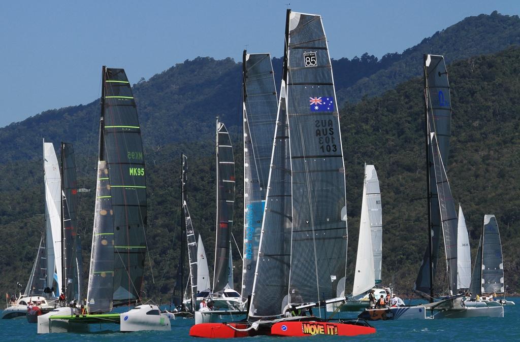 Airlie Beach Race Week 2013, start of the Multihull divisions one and two fleets, By Shirley Wodson © Shirley Wodson